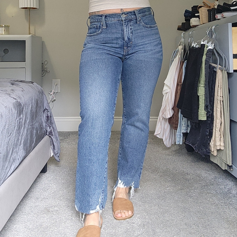 high rise straight jeans